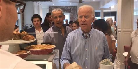 Barack Obama And Joe Biden Visit A Bakery Together In Washington Dc