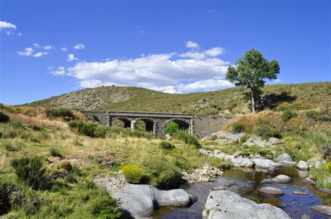 Bridge And Stream And Landscape In Spain Image Free Stock Photo