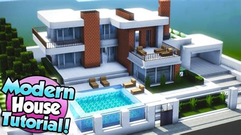 Minecraft How To Build A Large Modern House Tutorial 15 Youtube