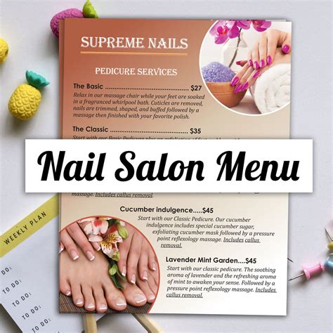 2 Page Pedicure Menu For Nail Salon Design Only Etsy
