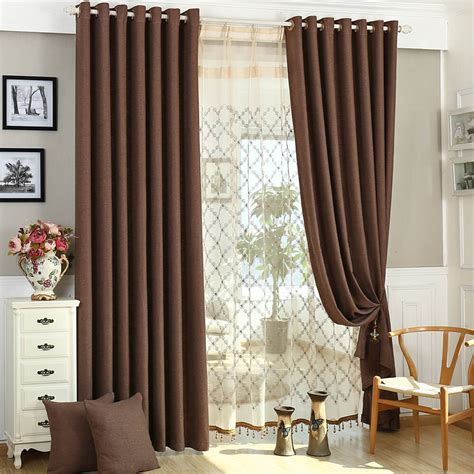 Solid Brown Curtains Grommet Top Drapes For Bedroom Set Of 2 Panels