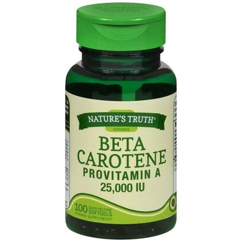 Natures Truth Beta Carotene 25000 Iu Vitamin A Softgels 100 Count