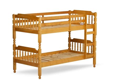 3ft Single Solid Pine Bunk Bed In Honey Pine Spindle Style In