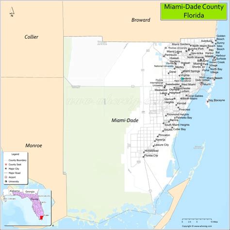 Miami Dade County Map Florida Usa Cities Population Facts Where