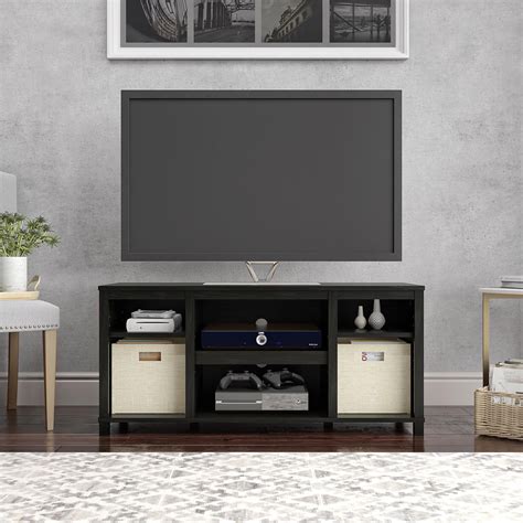 Mainstays Parsons Cubby Tv Stand For Tvs Up To 50 True Black Oak