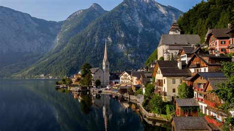 Lake Mountain In Alps Austria Hallstatt Hd Nature