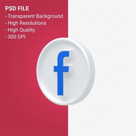 Renderização 3d Do Logotipo Do Facebook Em Fundo Transparente Psd Premium