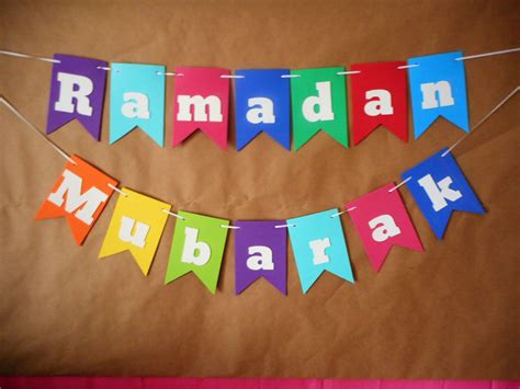 Ramadan Mubarak Multicolored Banner White Letters Ramadan Banner