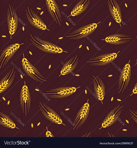 Seamless Wheat Barley Or Rye Background Pattern Vector Image