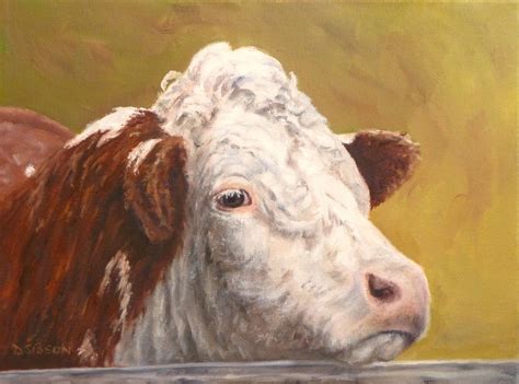 Daily Painters Of Arkansas Hereford Face Debra Sisson Oil Painting Cow