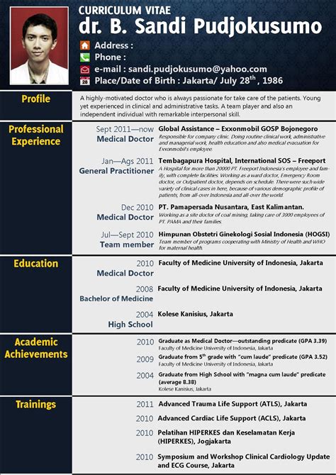 Apabila kamu mau menggunakan contoh cv menarik fresh graduate ini nanti sebagai cv/resume dalam melamar pekerjaan, untuk menghemat template cv yang akan kamu download adalah format cv kosong dan dengan mudah kamu dapat mengganti semua informasi didalam curriculum vitae. 15 Contoh Curriculum Vitae - ben jobs