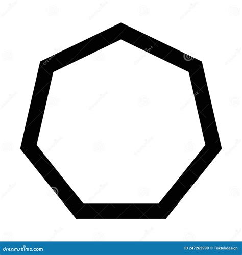 Heptagon Shape Symbol Vector Icon Outline Stroke For Creative Graphic