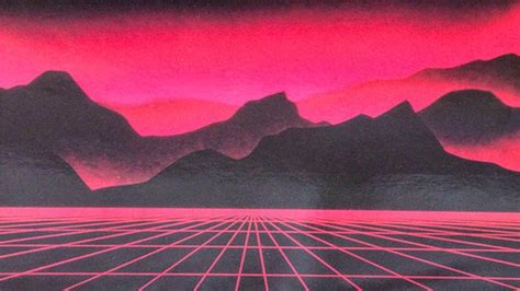 Red 80s Background Grid Mountains 80s Aesthetic Wallpaper Retro