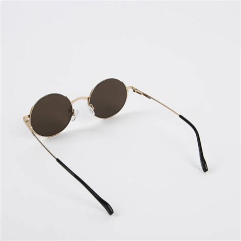 Horatio Gold Round Half Frame Unisex Sunglasses By Dibor