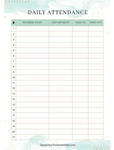 Daily Attendance Sheet For Employees Free Printable Templates