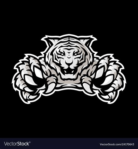 White Tiger Sport Gaming Logo Template With Black Vector Image