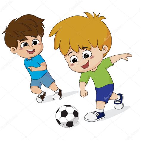 Niños Jugar Al Fútbol Con Amigos — Vector De Stock © Eemprishotmail