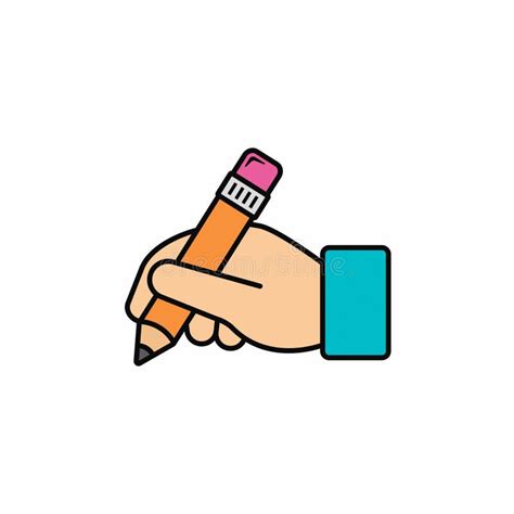 Hand Hold Pencil Icon Hand Writing Icon Vector Color Illustration