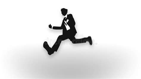 Running Man Silhouette Holding Briefcase Business Man Runs To Success