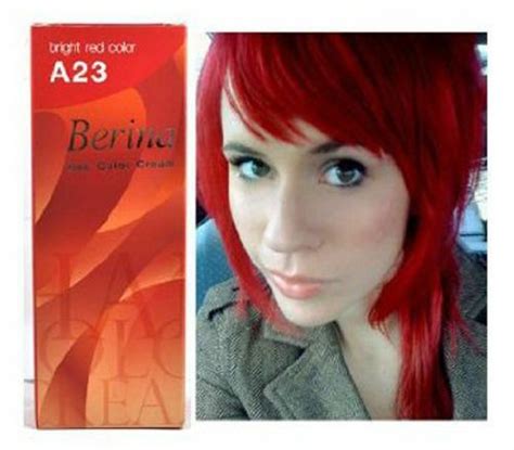Berina Permanent Hair Dye Color Cream A23 Bright Red 8850398080342