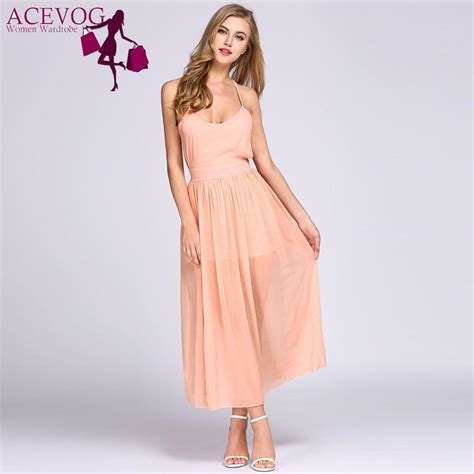 Backless Strap Solid Chiffon Spaghetti A Line Dressdresses Aliexpress