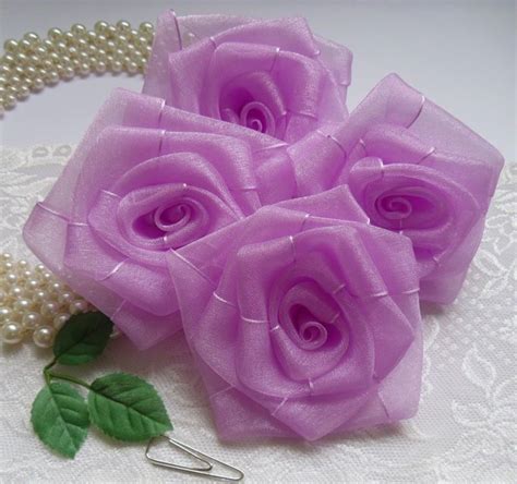 9 99 3 light purple organza ribbon rose flowers appliques lots 10 pcs r0083u ebay