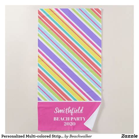 A Colorful Beach Towel With The Name Smithfield Beach Party On It And A
