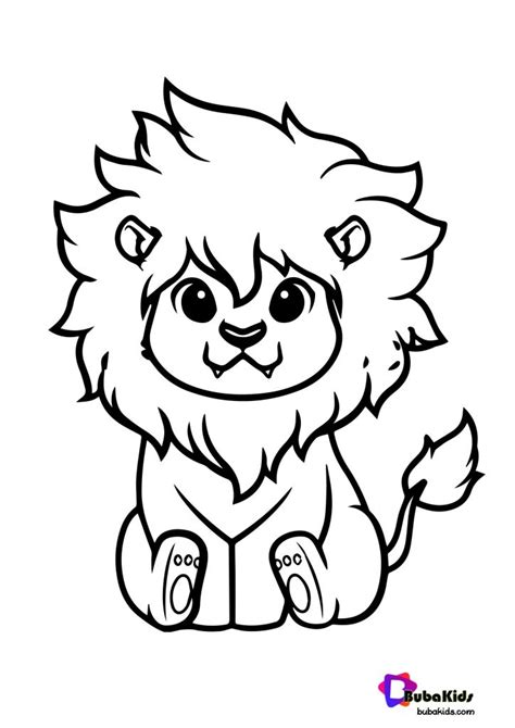 Grandgames.net → coloring pages online → coloring page «lion cub». Cute Lion King Coloring Page - BubaKids.com