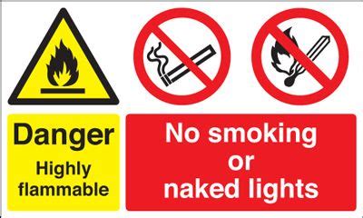 Highly Flammable Naked Lights Safety Sign Landscape Blitz Media