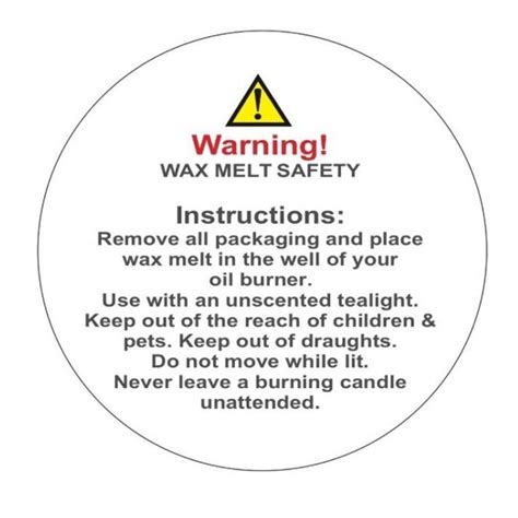Candle Warning Label Template Candle Labels Warning Candles Safety Soy