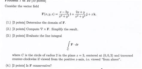 solved consider the vector field f x y z x 2y x 2
