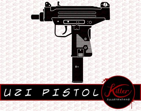 Uzi Pistol Gun Vector Smg Clip Art Firearm Cut File Etsy