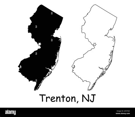 Mapa Del Estado De Nueva Jersey Nj Usa Con Capital City Star En Trenton