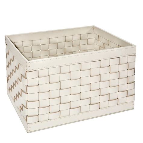 Riviere Outdoor Large Leather Basket Without Handles Ivory Artedona