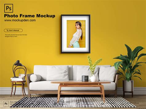 photo frame mockup   living room psd template
