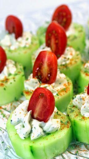 Cucumber Bites With Herb Cream Cheese And Cherry Tomatoes 1