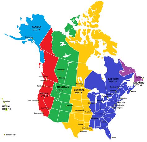 Map Of Timezones In North America Cities And Towns Map