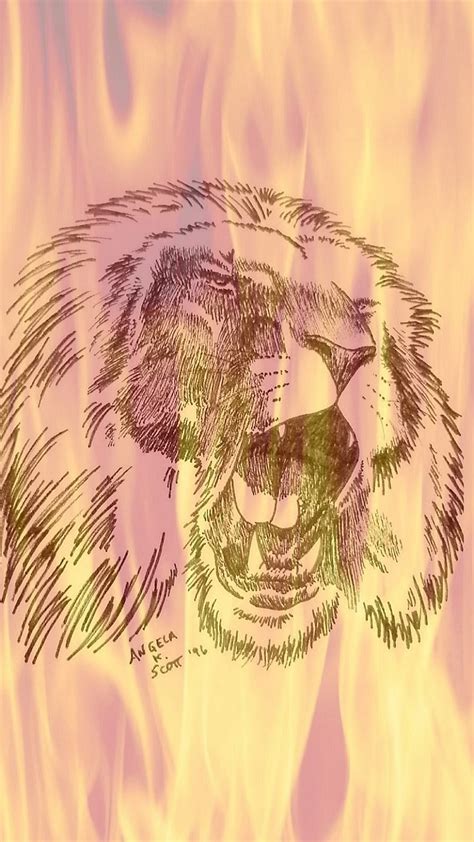 Lion Roar Art Cat Drawn Fire Flames Illustration Lion Roar Hd