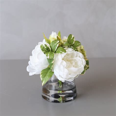 House Of Hampton Silk Peonies Floral Arrangement In Glass Vase