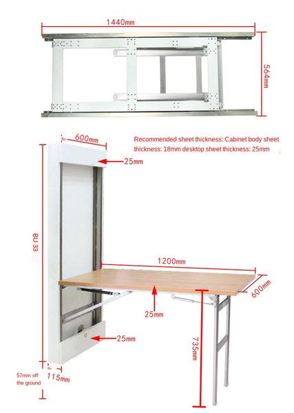Wall Mounted Invisible Folding Table Mechanism Set Kavaslent