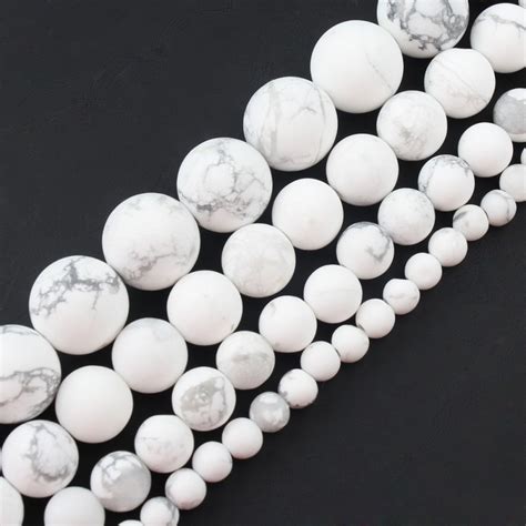 Natural Stone Beads Dull Polish Matte White Turquoises Howlite Round