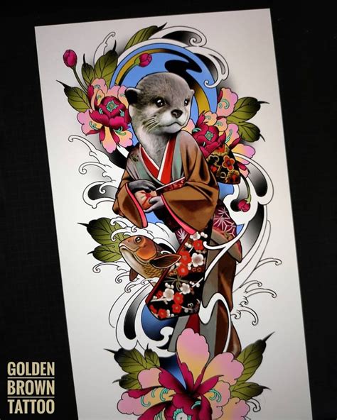 Golden Brown Tattoo On Instagram “geisha Otter ️ Custom Project For A