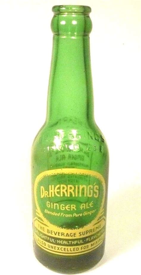 Vintage Soda Pop Bottle Green Dr Herrings Ginger Ale 6 Oz Acl Ebay