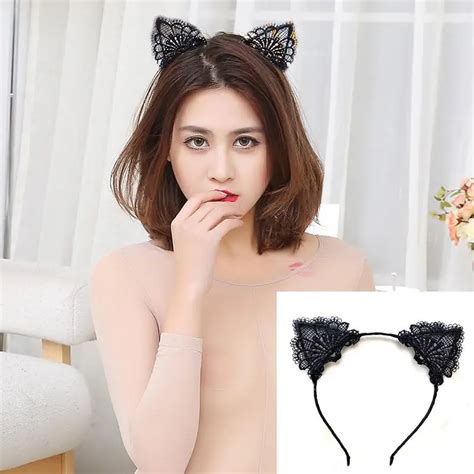 Xy Fancy Sexy Lovely Women Fashion Lace Cat Ears Headband Hair Accessories Black Halloween