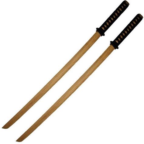 2 Pcs Red Kendo Wooden Bokken Samurai Practice Katana Sword Set Martial