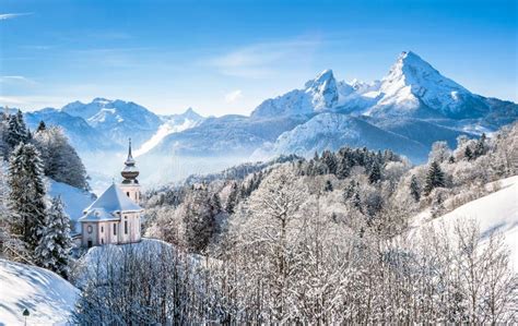 Winter Landscape In The Bavarian Alps With Church Bavaria Germany