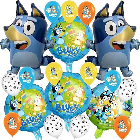 5mo Finance 18pc Foil Bluey And Bingo Dog Paw Print Latex Balloons