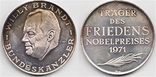 BRD Silbermedaille Willy Brandt - Friedensnobelpreis 1971 prägefrisch ...