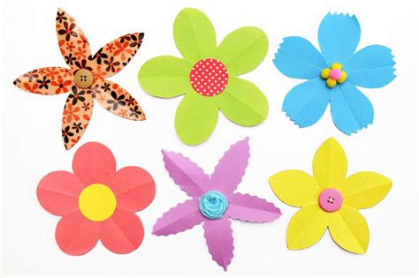 Folding Paper Flowers 5 Petals Kids Crafts Fun Craft Ideas