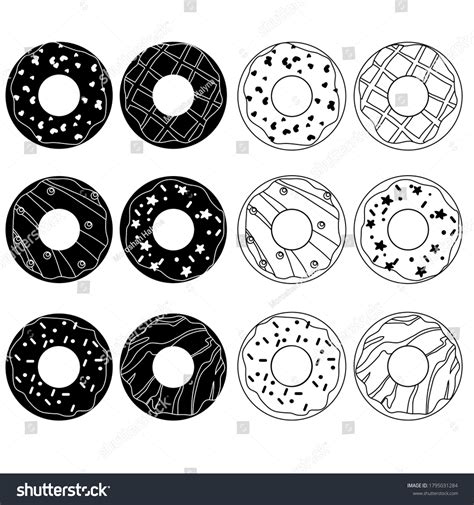 Vector Illustration Black Color Set Donuts Stock Vector Royalty Free